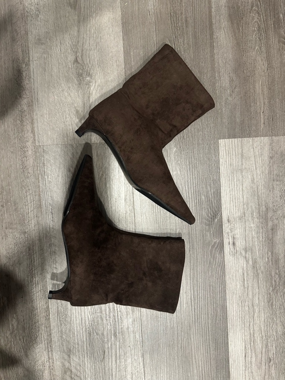 Pointed Toe Brown Suede Ankle Booties
